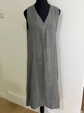 Rosemarine 100% Linen Tank Midi Dress